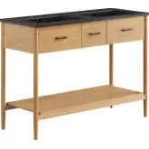 Zaire 48" Double Sink Bathroom Vanity in Black Ceramic & Natural Finish Wood