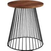 Valeo Round Side Table in Walnut Finish Wood & Metal