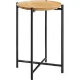 Xilo Round Side Table in Oak Finish Wood & Metal