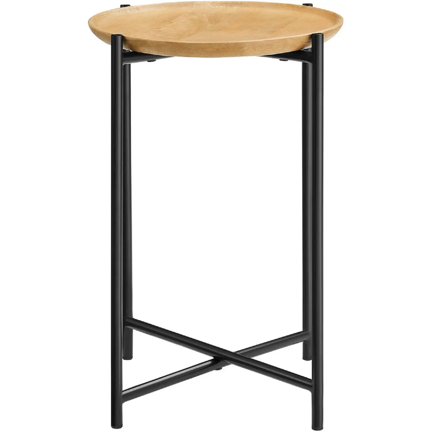 Xilo Round Wood and Metal Side Table - Thumbnail 3