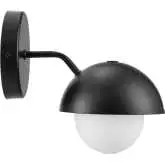 Eclipse Globe Wall Sconce in Black Metal & Opal Glass