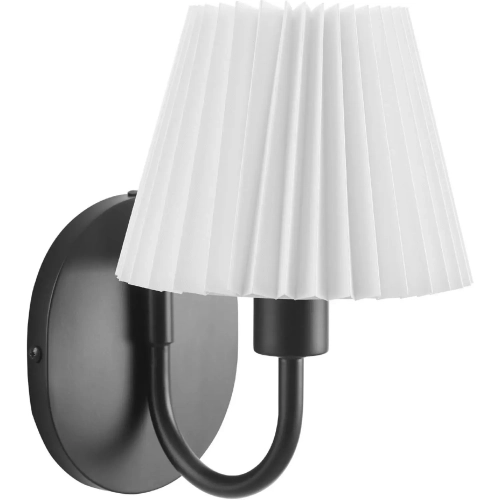 Wave Wall Sconce in Black Metal & White Fabric
