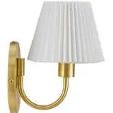 Wave Wall Sconce in Brass Metal & White Fabric