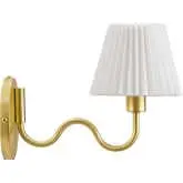 Wave Squiggle Arm Wall Sconce in Brass Metal & White Fabric