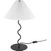 Wave Squiggle Table Lamp in Black Metal & White Fabric