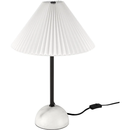 Illusion Table Lamp in Marble, Black Metal & White Fabric
