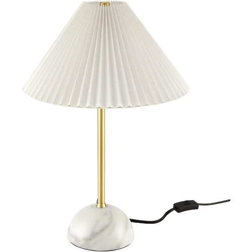 Illusion Table Lamp in Marble, Brass Metal & White Fabric