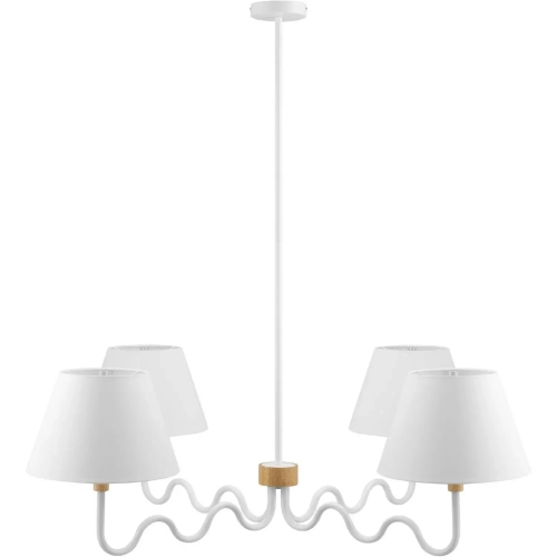 Sunlit Squiggle 4 Arm Ceiling Pendant Light in Natural White Finish