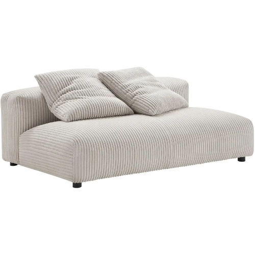 Solace Modular Armless Loveseat in Almond Brown Corduroy Fabric