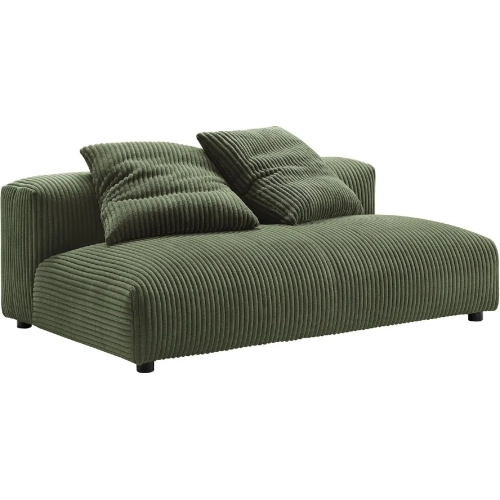 Solace Modular Armless Loveseat in Fern Green Corduroy Fabric