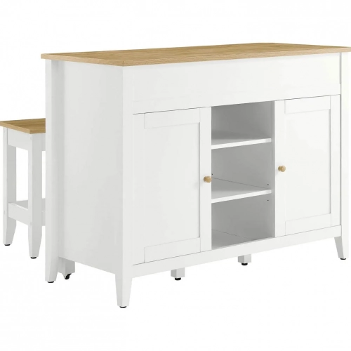 Garland 3 Piece Kitchen Island & Stool Set in Oak White