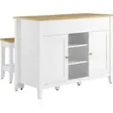 Garland 3 Piece Kitchen Island & Stool Set in Oak White