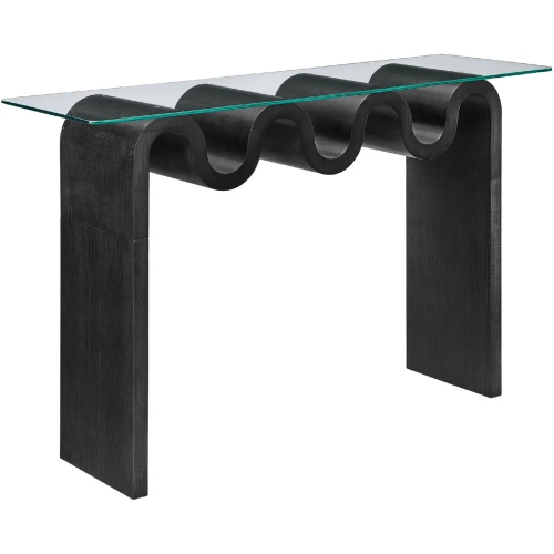 Ondine 50" Console Table in Black Ash Veneer & Glass