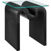 Ondine Side Table in Black Ash Veneer & Glass