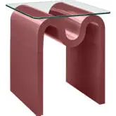 Ondine Side Table in Spiced Apple Red Ash Veneer & Glass