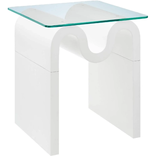 Ondine Side Table in White Ash Veneer & Glass