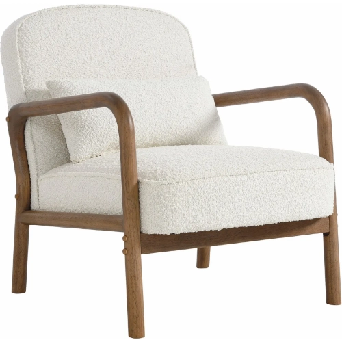 Charlie Accent Arm Chair in Ivory White Boucle Fabric & Wood
