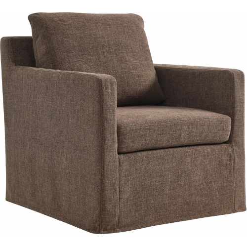 Serene Swivel Accent Arm Chair in Mocha Brown Linen Slipcover