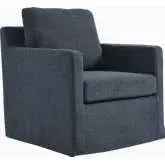Serene Swivel Accent Arm Chair in Slate Blue Linen Slipcover