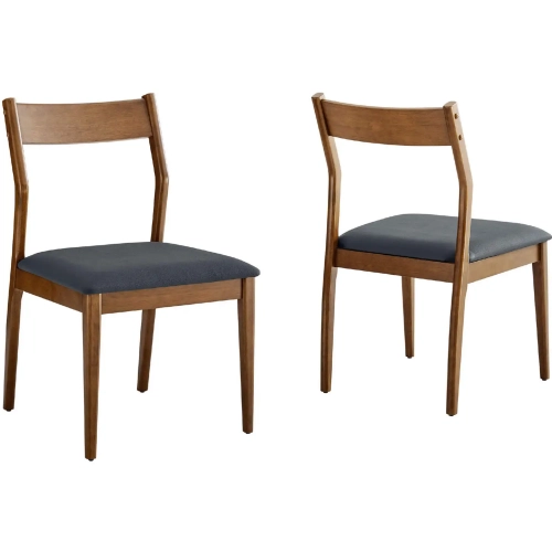Solara Dining Chair in Walnut Wood Finish & Black Vegan Leather (Set of 2)