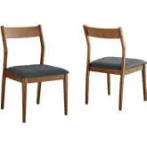 Solara Dining Chair in Walnut Wood Finish & Black Vegan Leather (Set of 2)