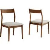Solara Dining Chair in Walnut Wood Finish & Beige Fabric (Set of 2)