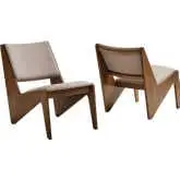 Rylina Accent Chair in Brown Vegan Leather & Walnut Finish (Set of 2)