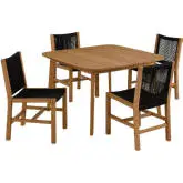 Vienna 5 Piece Outdoor Dining Set with Armless Chairs in Black Rope & Teak