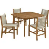 Vienna 5 Piece Outdoor Dining Set with Armless Chairs in Natural Rope & Teak