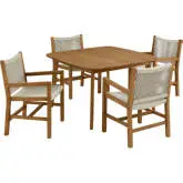 Vienna 5 Piece Outdoor Dining Set with Arm Chairs in Natural Rope & Teak