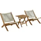 Vienna 3 Piece Outdoor Folding Lounge Chairs & Side Table in Natural Rope & Teak