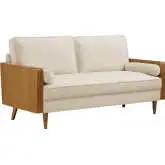 Kellan Sofa in Oatmeal Performance Velvet & Walnut Finish