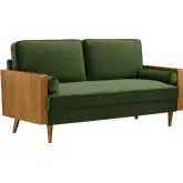 Kellan Sofa in Moss Green Performance Velvet & Walnut Finish