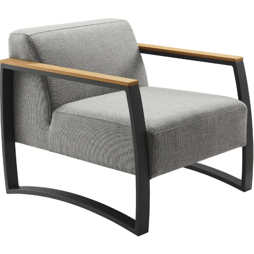 Sauve Outdoor Accent Arm Chair in Light Gray Fabric & Charcoal Aluminum