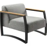 Sauve Outdoor Accent Arm Chair in Light Gray Fabric & Charcoal Aluminum