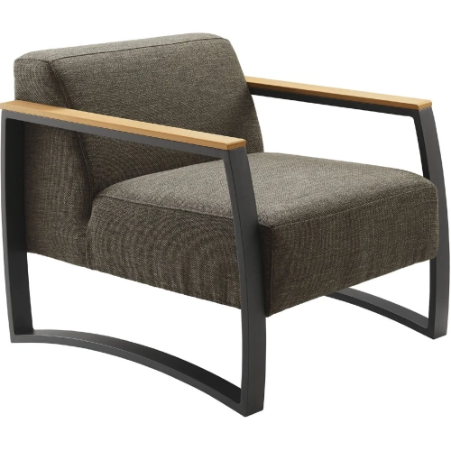 Sauve Outdoor Accent Arm Chair in Smoke Fabric & Charcoal Aluminum