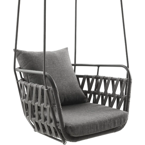 Kaliah Outdoor Swing Chair in Charcoal Gray Poly, Fabric & Metal