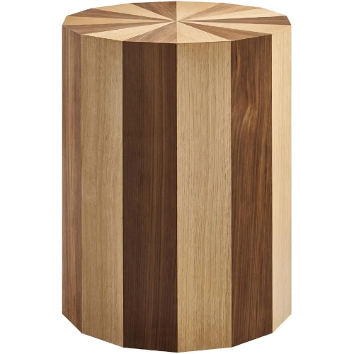 Twirl Side Table in Two Tone Oak & Walnut Brown Wood Veneer
