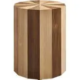 Twirl Side Table in Two Tone Oak & Walnut Brown Wood Veneer