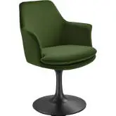 Lippa Swivel Dining Arm Chair in Moss Green Performance Velvet & Black Metal