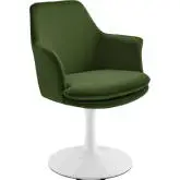 Lippa Swivel Dining Arm Chair in Moss Green Performance Velvet & White Metal