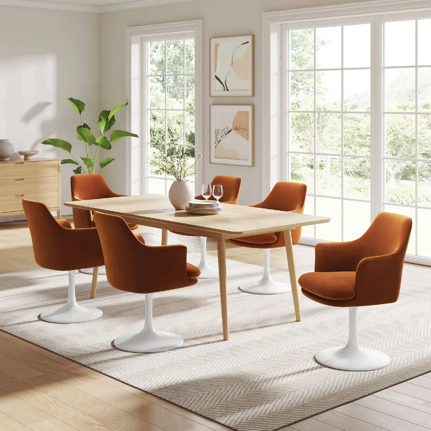 Lippa Swivel Dining Armchair by Modway - White Rust - Thumbnail 3