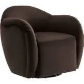 Compose Swivel Accent Arm Chair in Chocolate Brown Performance Velvet