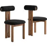 Torian Dining Chair in Black Boucle Fabric & Walnut Finish Wood (Set of 2)