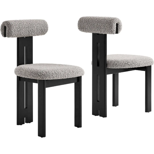 Torian Dining Chair in Taupe Boucle Fabric & Wenge Finish Wood (Set of 2)