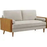 Kellan Sofa in Ivory Heathered Fabric & Walnut Finish