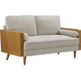 Kellan Loveseat in Ivory Heathered Fabric & Walnut Finish