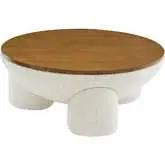 Tridome Round Storage Coffee Table in Ivory Boucle Fabric & Wood