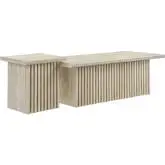 Render Nesting Coffee Tables in Faux Travertine (Set of 2)