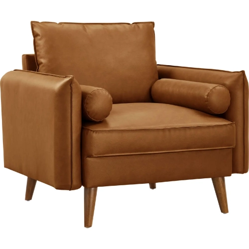 Revive Accent Arm Chair in Tan Brown Vegan Leather